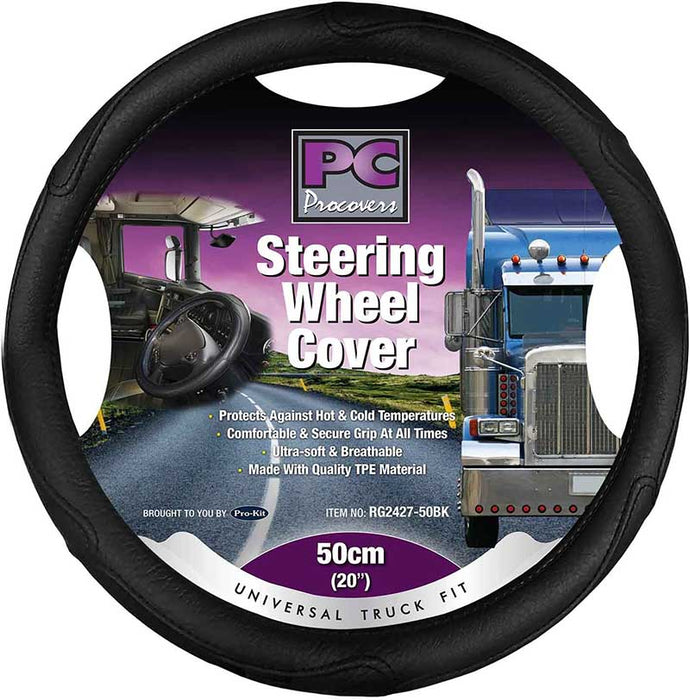 STEERING WHEEL COVER BLACK 20INCH