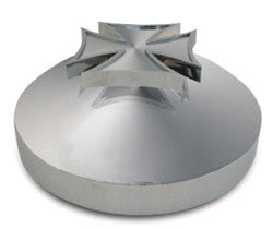 CHROME REAR HUB CAP WITH IRON CROSS