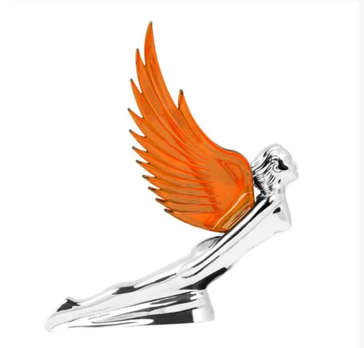 CHROME GODDESS HOOD ORNAMENT AMBER