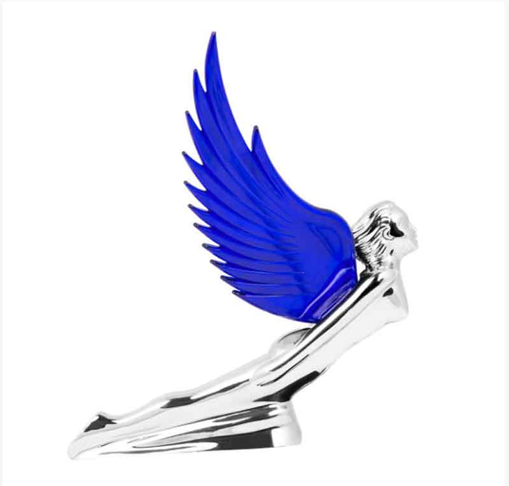 CHROME GODDESS HOOD ORNAMENT BLUE