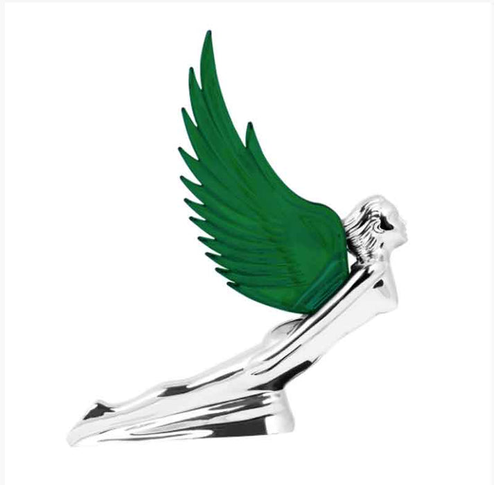 CHROME GODDESS HOOD ORNAMENT GREEN