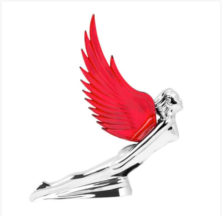 CHROME GODDESS HOOD ORNAMENT RED