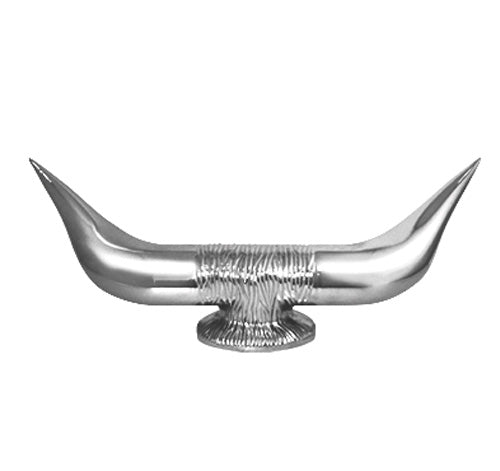 CHROME BULL HORN HOOD ORNAMENT LARGE