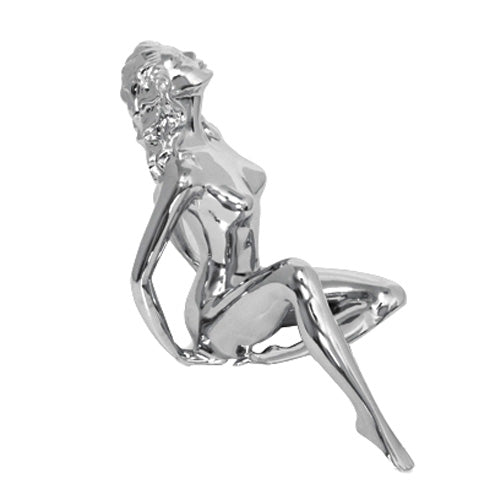 CHROME NUDE LADY HOOD ORNAMENT