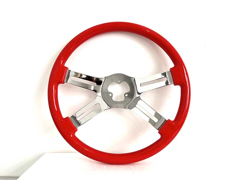 STEERING WHEEL 4 SPOKE RED 18IN