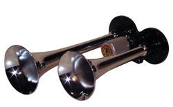 CHROME DUAL AIR HORN W SOLENOID 12/24V