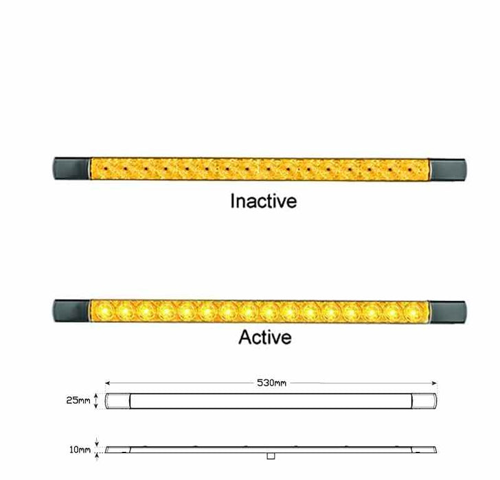 LED LONG SLIMLINE LAMP AMBER 530MM 12V