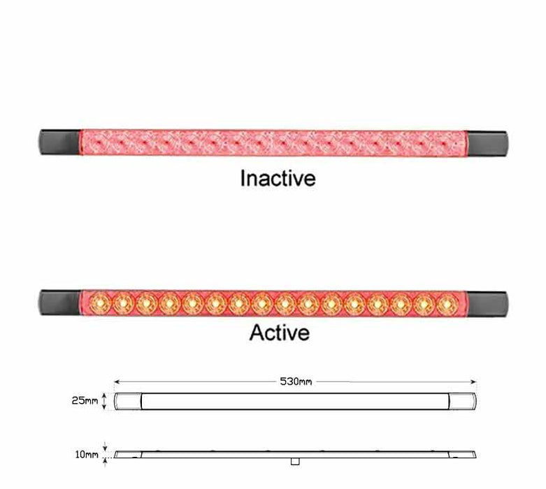 LED LONG SLIMLINE LAMP RED 530MM 12V