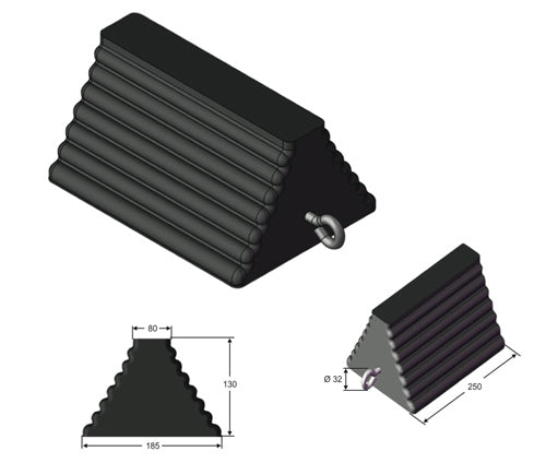 RUBBER WHEEL CHOCK PYRAMID SHAPE