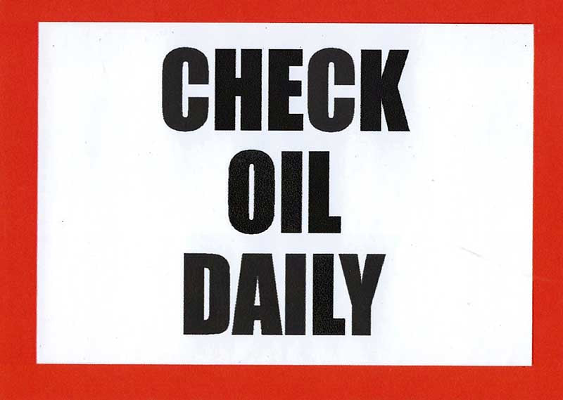 STICKER CHECK OIL DAILY 125MM X 90MM