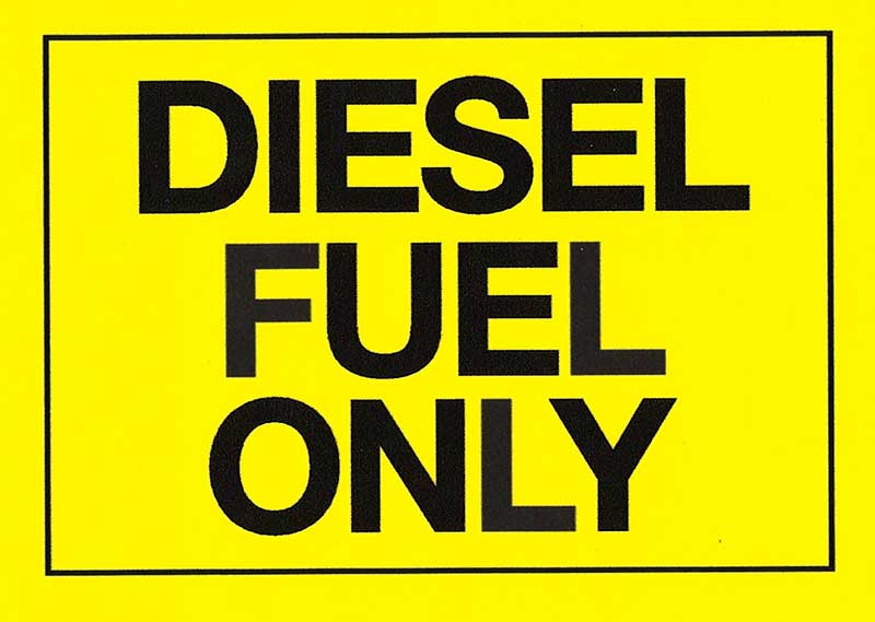 STICKER DIESEL FUEL ONLY 125MM X 90MM