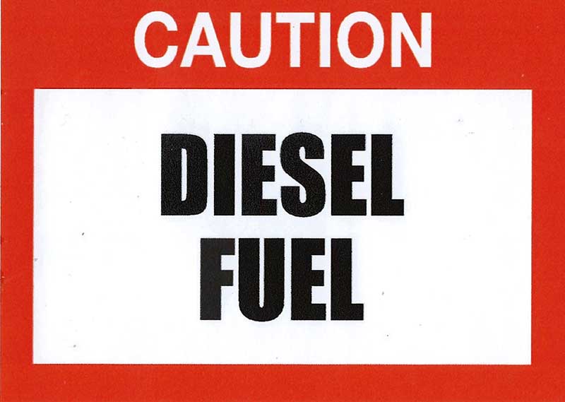 STICKER DIESEL FUEL 125MM X 90MM