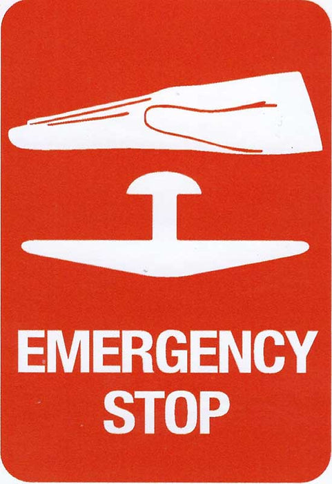 STICKER EMERGENCY STOP 90MM X 125MM